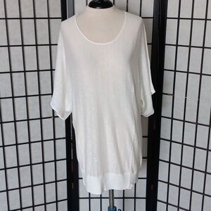 EILEEN FISHER WHITE SUPERFINE LINEN KNIT TOP Size M